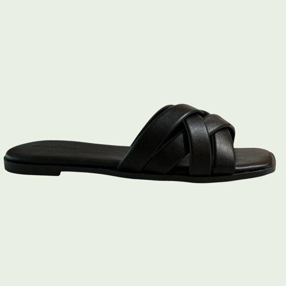 NWT French Connection Black Sandal - Style FC Shores Size 10 - Vegan Leather - Picture 1 of 6